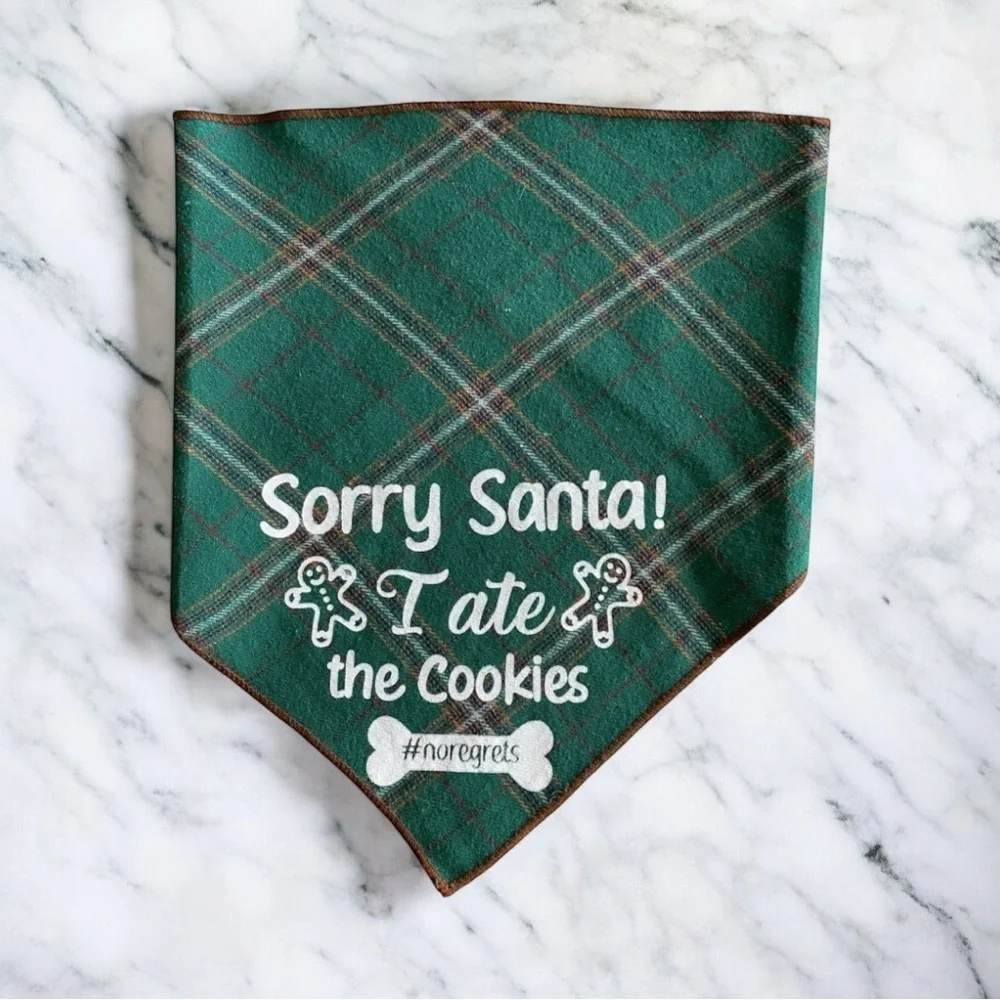 DOG Bandana - Sorry Santa I Ate The Cookies - Size L Large